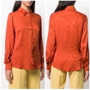 Alexa Chung Floral Jacquard Silk Blend Satin Blouse